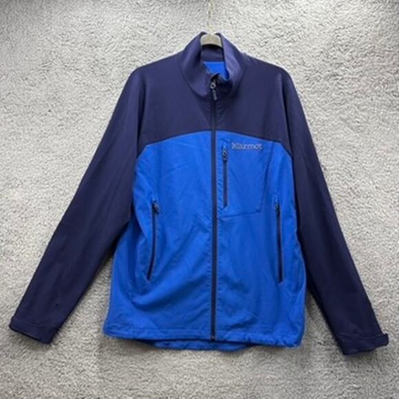 Marmot Men's Large Blue Soft Shell Jacket Full Zip M3 Zip Pockets Outdoors EUC - Picture 11 of 11